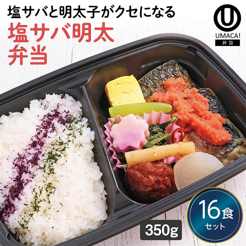 【福岡ご当地弁当】塩サバ明太弁当16食セット（冷凍食品）