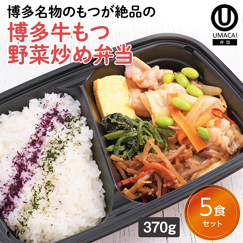 【福岡ご当地弁当】博多牛もつ野菜炒め弁当5食セット（冷凍食品）