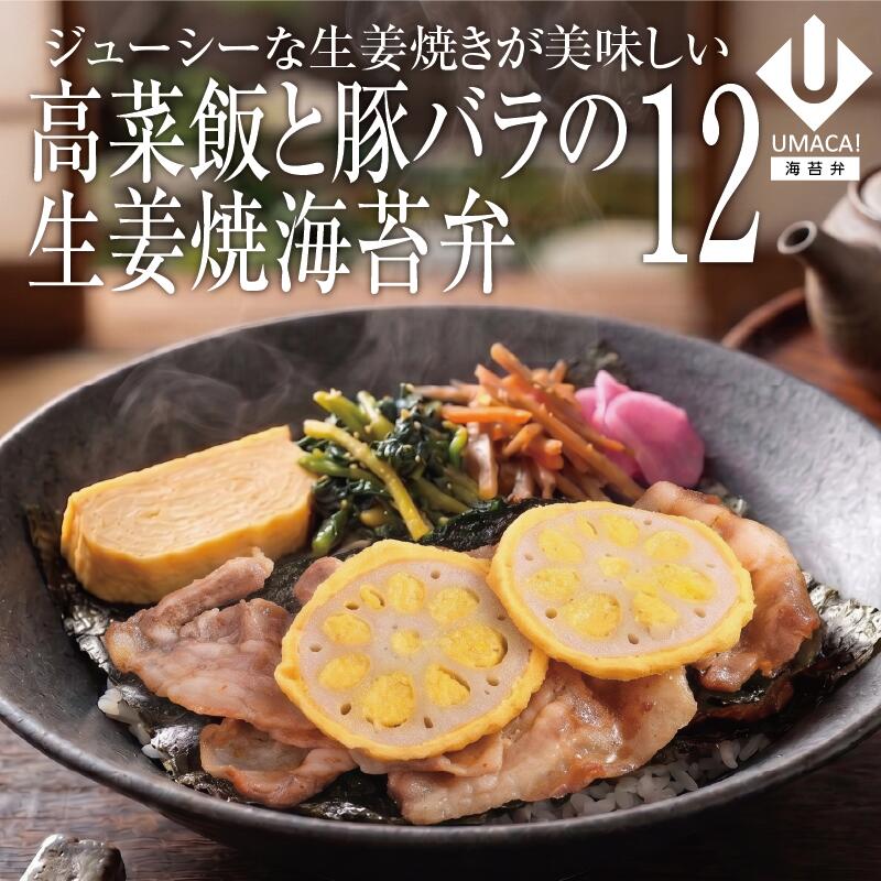 海苔弁12セット 高菜飯と豚バラの生姜焼き