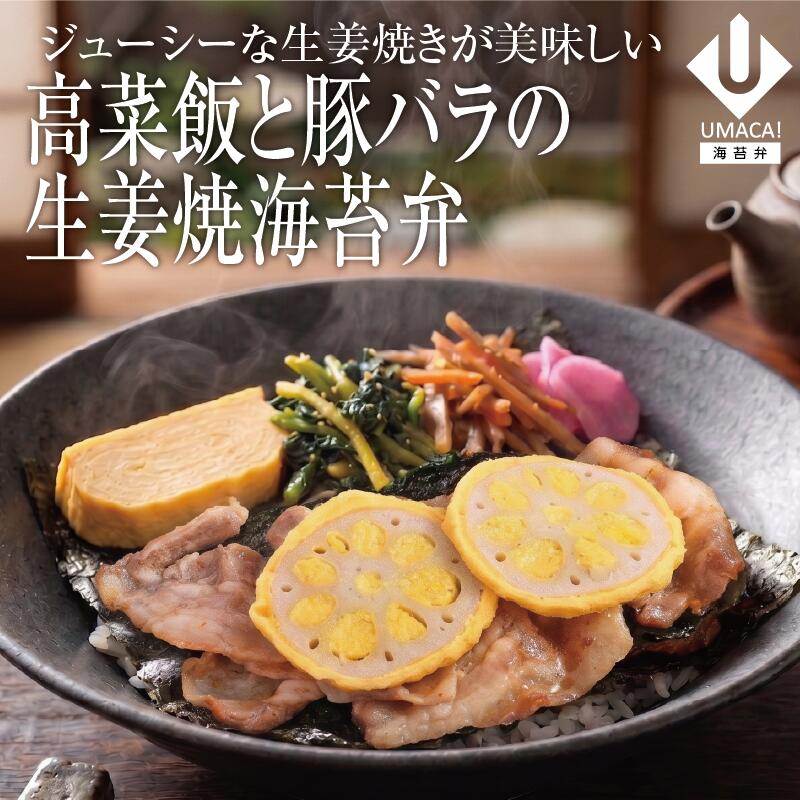 高菜飯と豚バラの生姜焼海苔弁